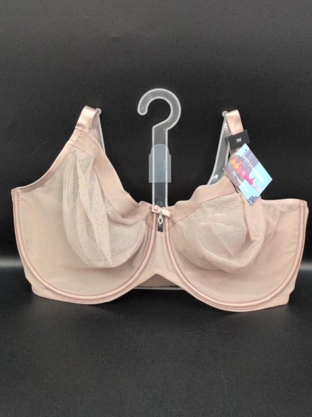 Curvy Conture Sheer Mesh Unlined Underwire Full Coverage Bra 38J Light Nude